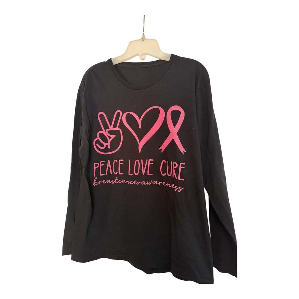 Unbranded Breast Cancer Awareness Long Sleeve T-Shirt Peace Love Cure